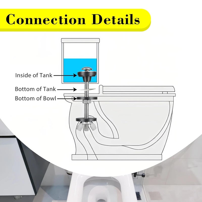 Grngven 2Pcs Toilet Seat Bolts,Toilet Tank to Bowl Bolts Kit,M6 Universal Toilet Tank Bolts and Rubber Gaskets,Heavy Duty Toilet Tank Replacement Kit - Image 2